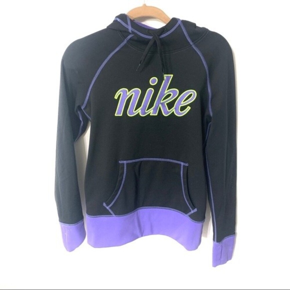 NIKE sweatsuit womens black/purple therma fit hoodie small